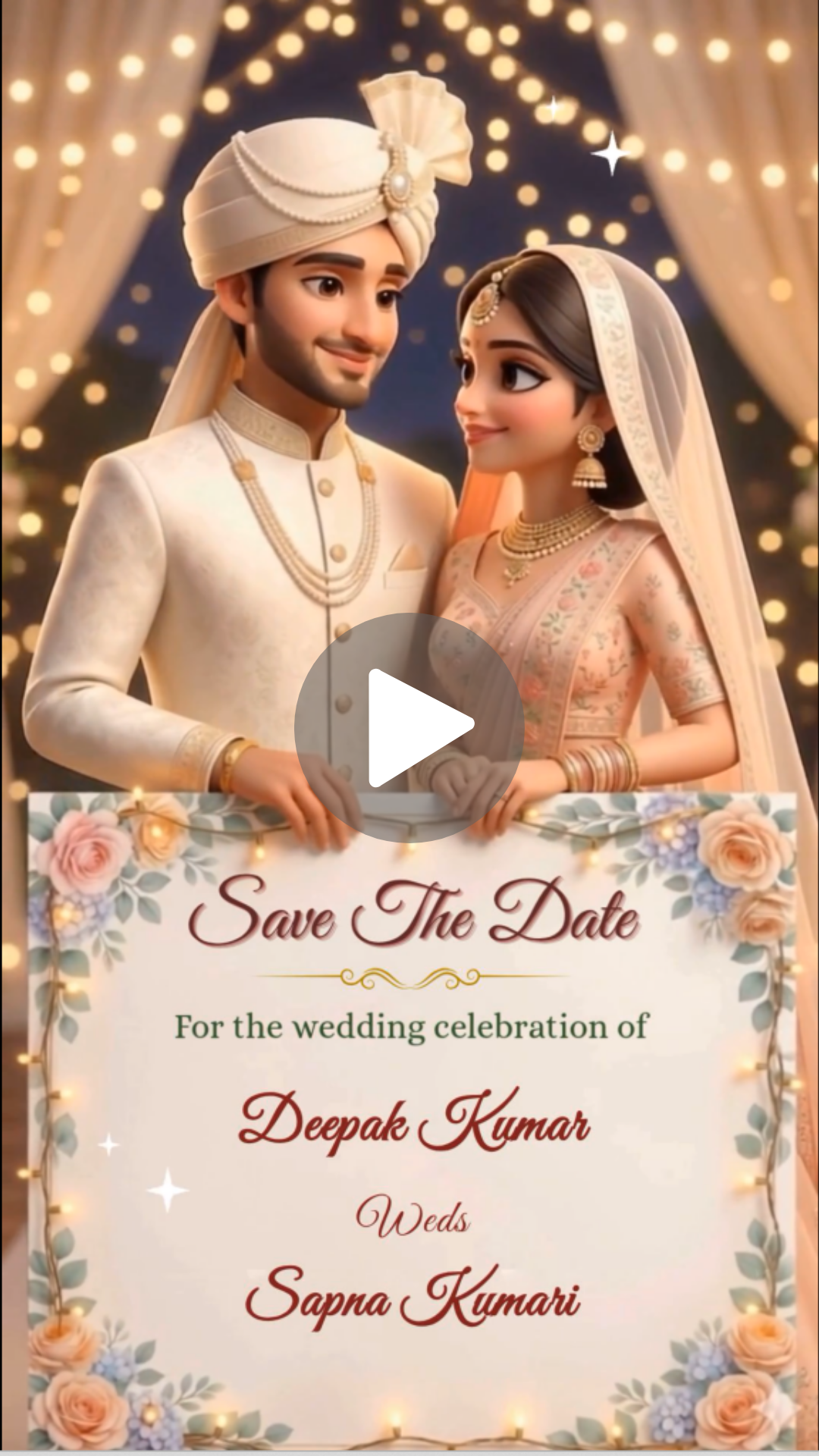 AI Generated Hindu Wedding Invitation Video Animated - Video Invitation Preview