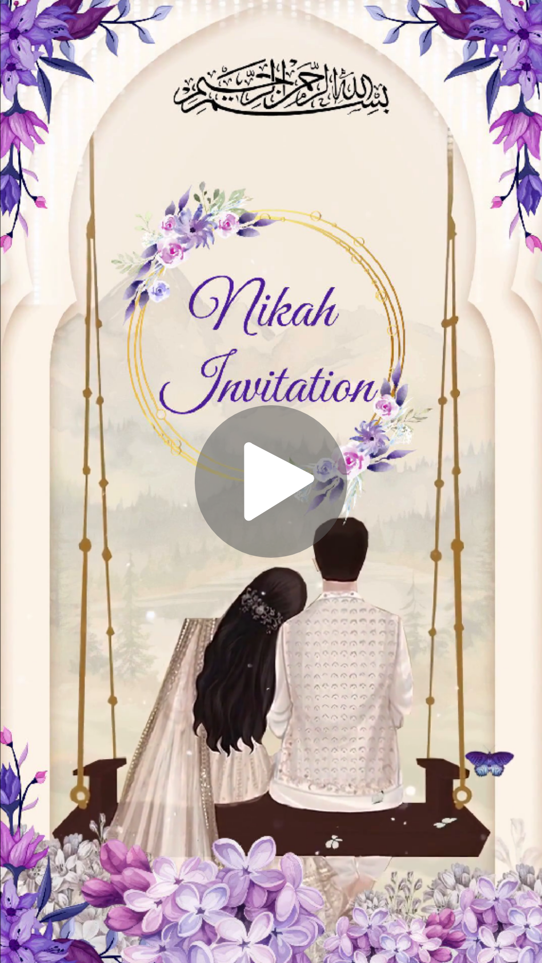 Elegant Lavender Muslim Nikah Invitation Video - Video Invitation Preview