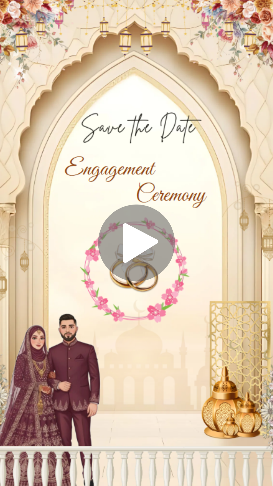 Elegant Muslim Engagement Ceremony Invitation Video