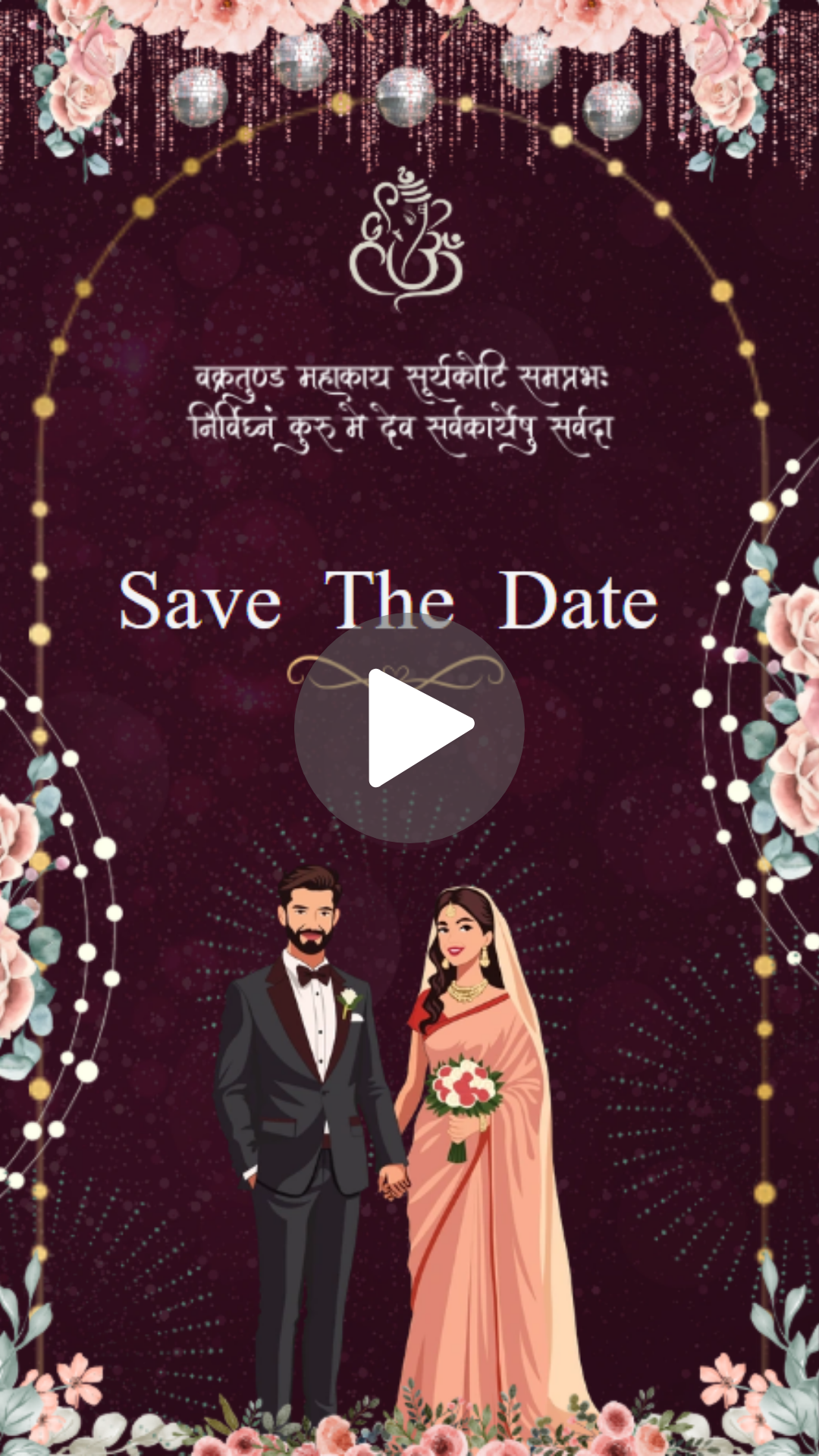 Luxury Floral Hindu Engagement Invitation Video