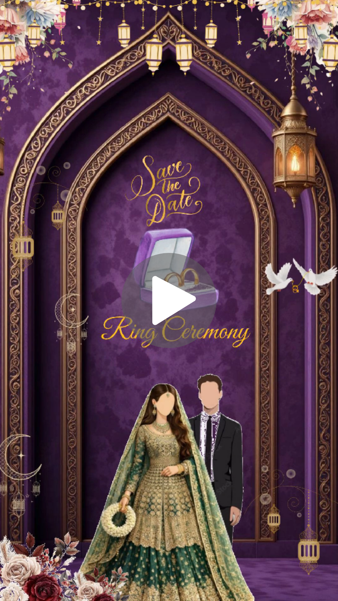 Luxury Purple Muslim Mangni Invitation Video