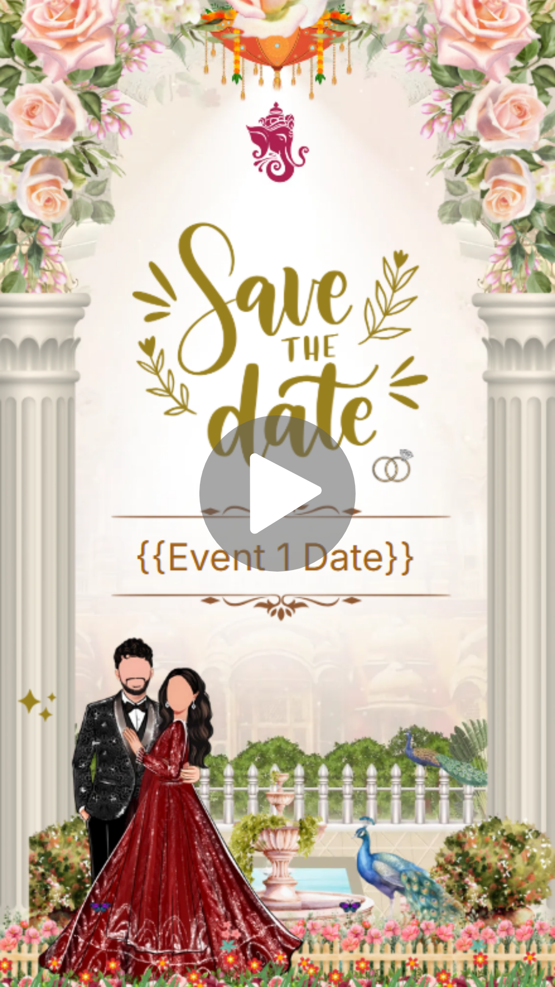 Romantic Garden Hindu Engagement Invitation Video