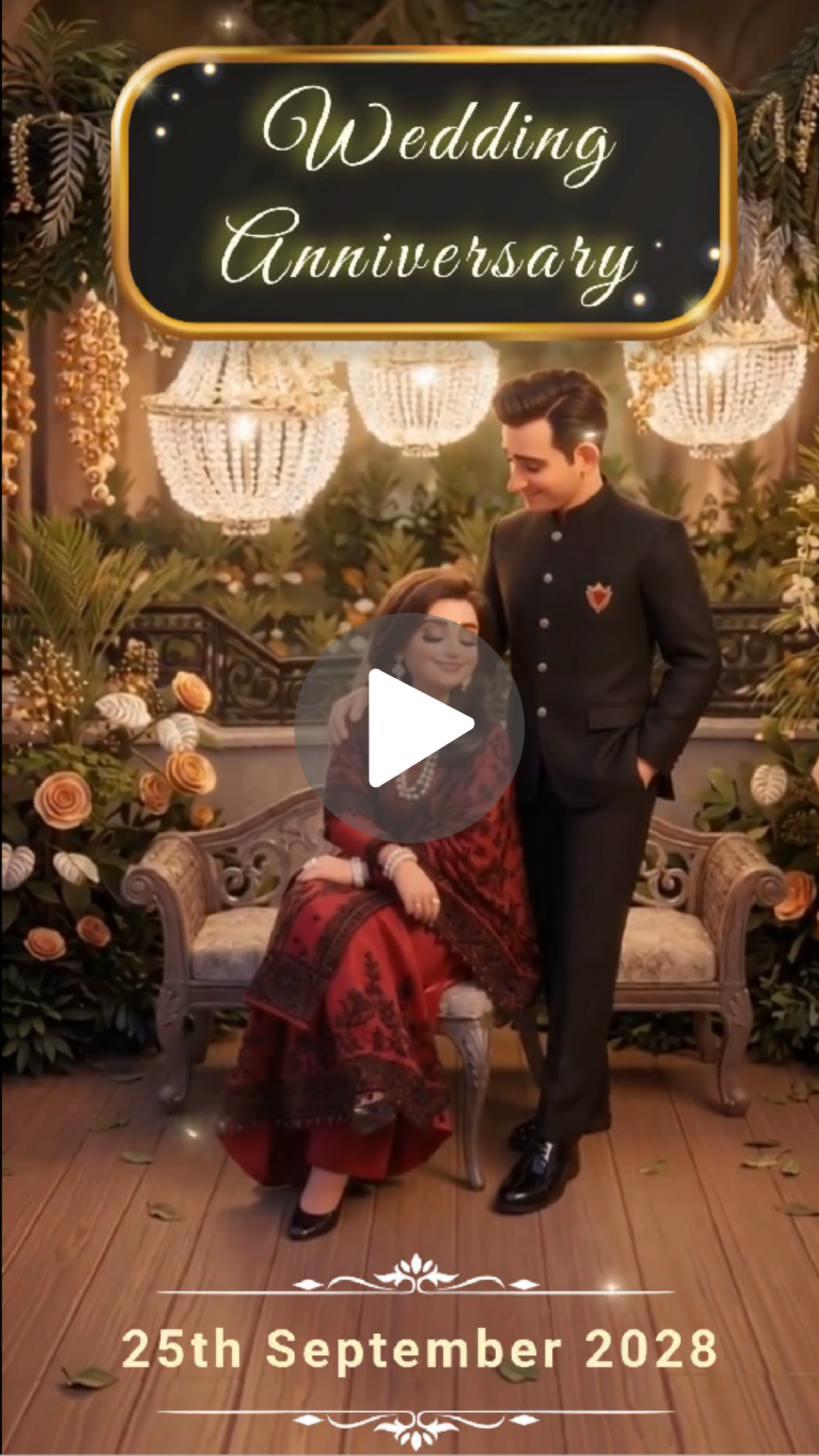 Wedding Anniversary Invitation Video Royal Couple Candlelight