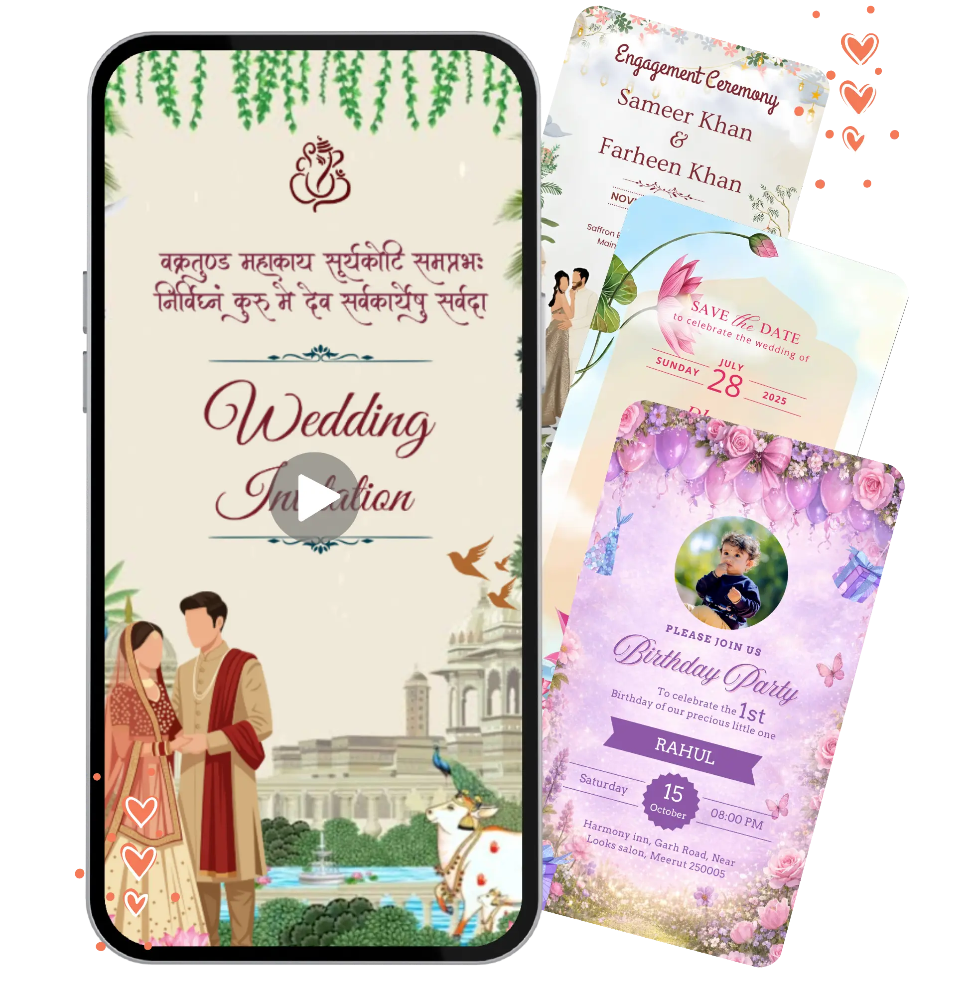 Choose from 1000+ stunning templates, personalize with your details, and share instantly via WhatsApp