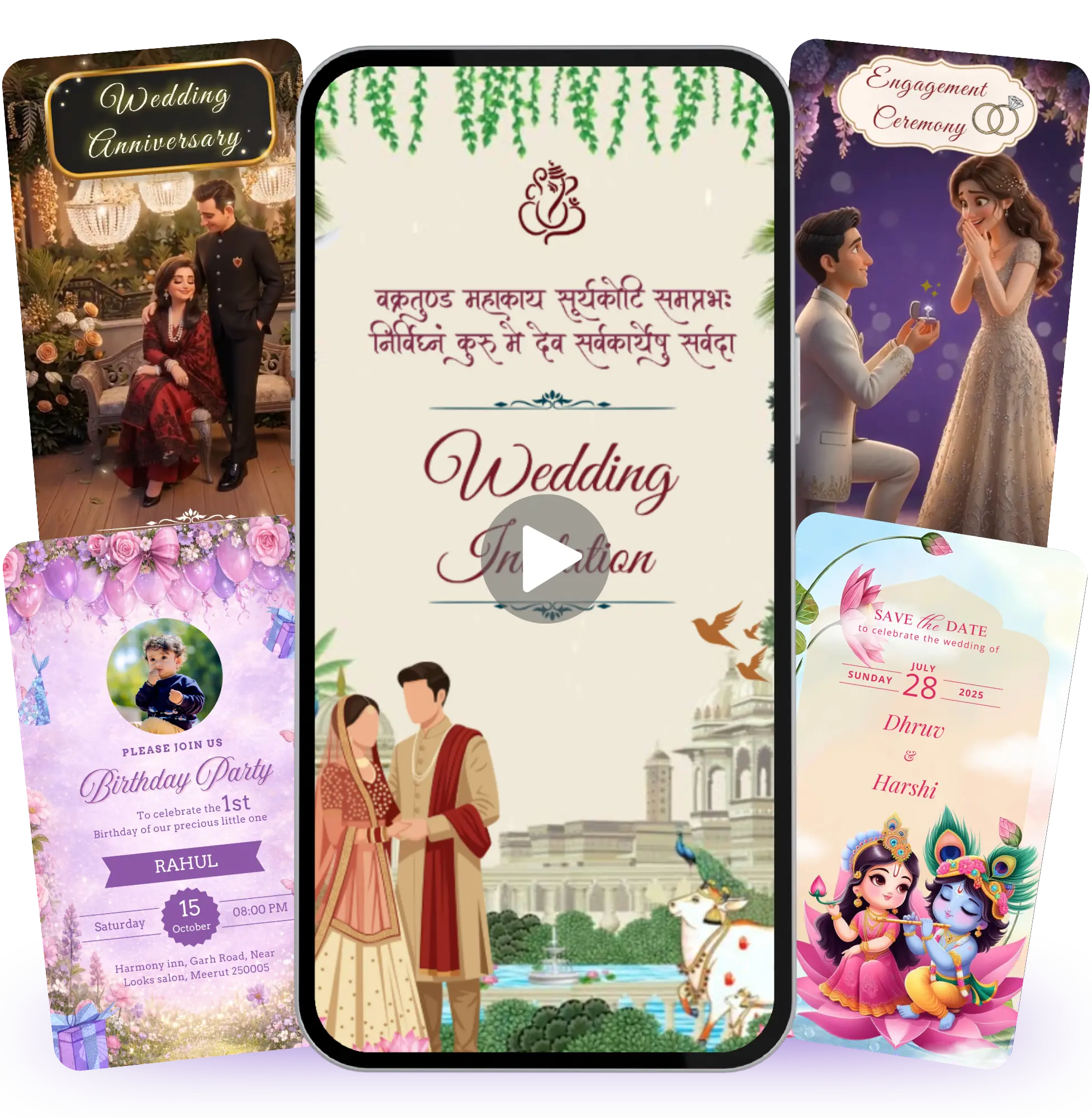 Choose from 500+ stunning templates, personalize with your details, and share instantly via WhatsApp