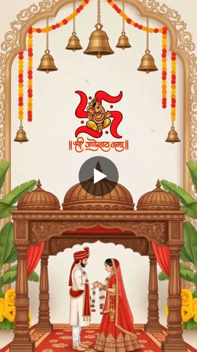 Ai Hindu Wedding Invitation Video Mandap Varmala Animation