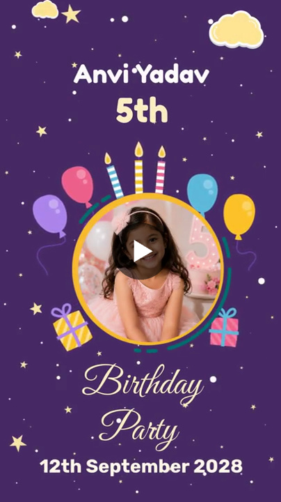 Whimsical Purple Balloon Birthday Invitation Video