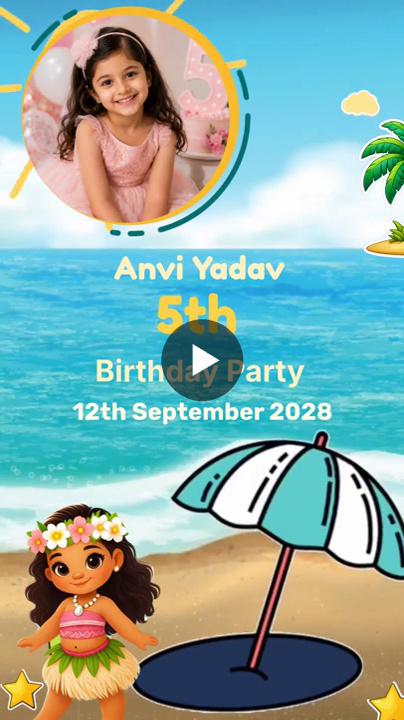 Tropical Beach Paradise Birthday Video Invitation Video