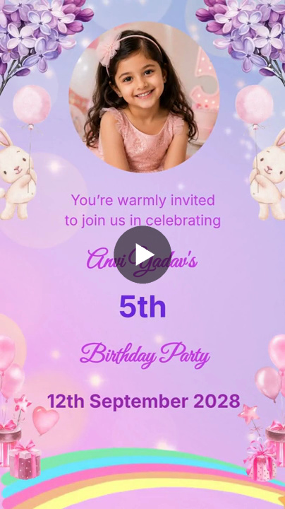 Charming Pastel Bunnies Birthday Invitation Video