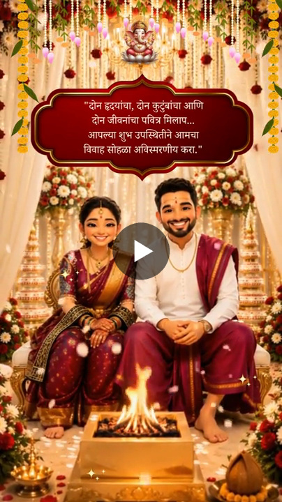Traditional Marathi Wedding Celebration Invitation