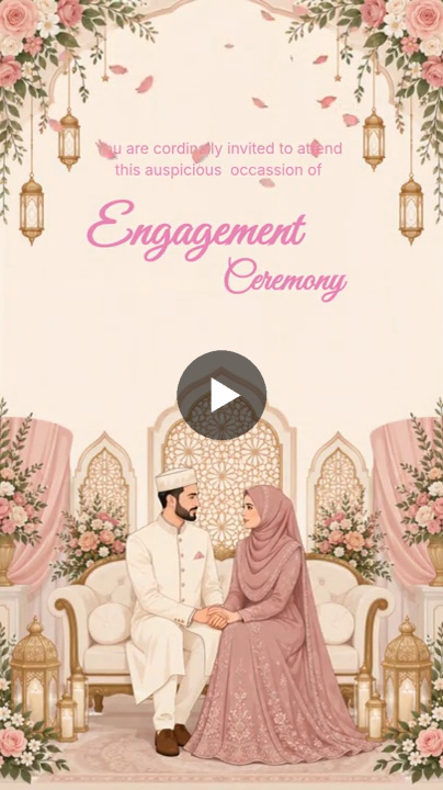Blushing Elegance Muslim Engagement Invitation Video