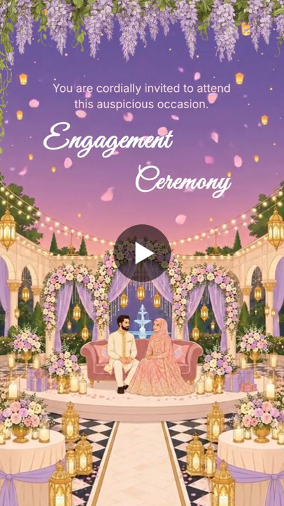 Lavender Romance Muslim Engagement Invitation Video