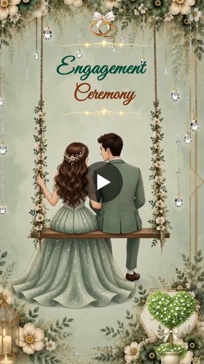 Charming Floral Mint Engagement Invitation Video
