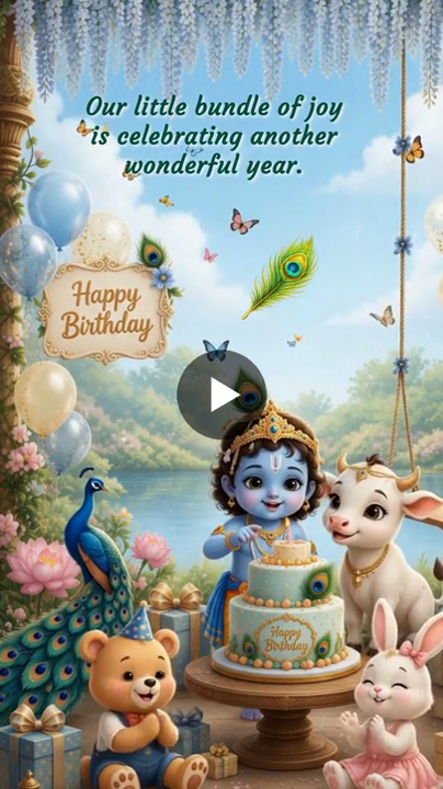 Whimsical Krishna Celebration Birthday Invitation Video