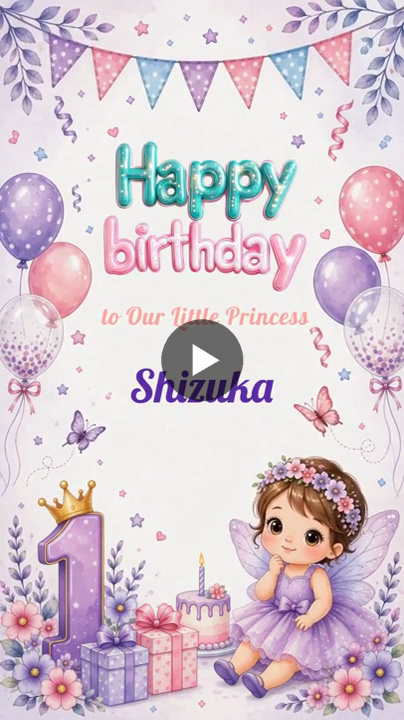 Charming Fairy Princess 1st Birthday Invitation Video