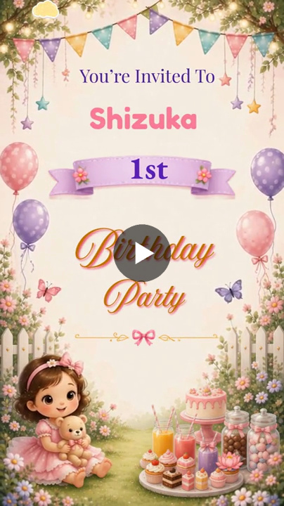 1st Birthday Invitation Video for Girl