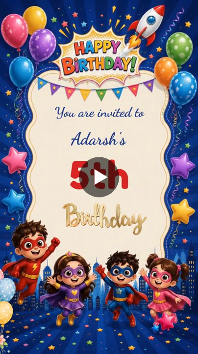 Superhero Adventure Birthday Invitation Video