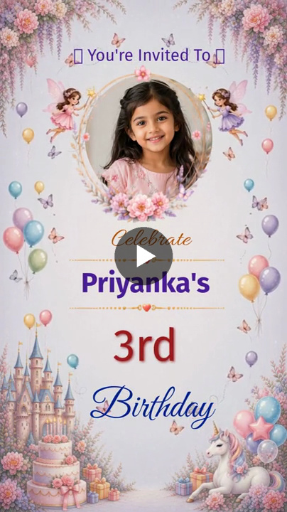 Enchanted Fairy Tale Celebration 3rd Birthday Invitation Video
