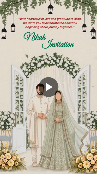 Serene Garden Nikah Wedding Invitation