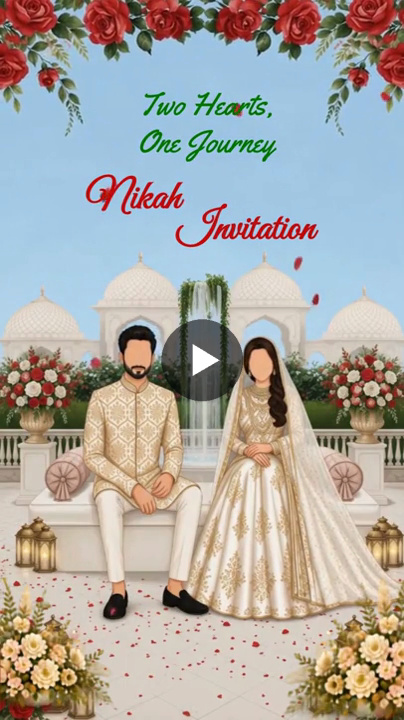 Two Hearts Nikah Wedding Invitation