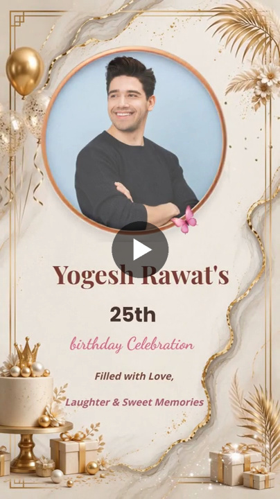Elegant Golden Celebration 25th Birthday Invitation Video