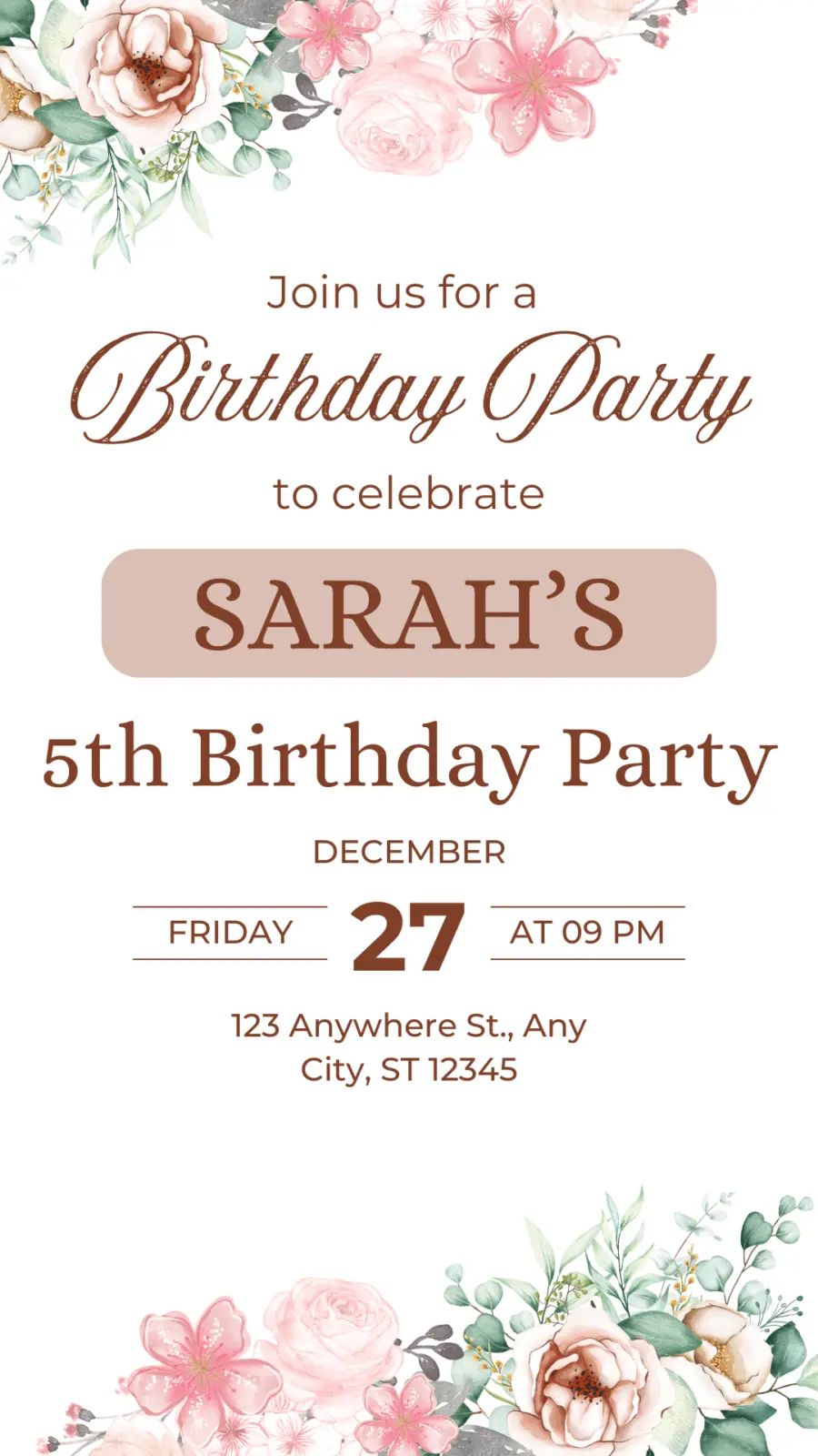 Floral Elegance – Birthday PDF Adults
